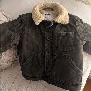 Old Navy Kids Dark Green Corduroy Jacket with Sherpa Collar (18-24m)